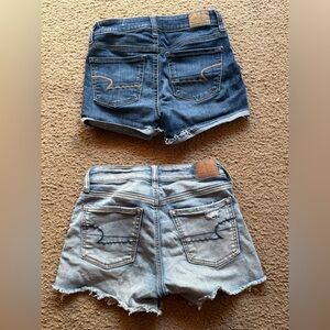 2 Pairs American Eagle Outfitters Dark and Light Blue Jean Shorts